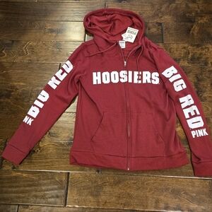 NWT PINK by Victoria's Secret Indiana Hoosiers Zip Up Hoodie Size S Red